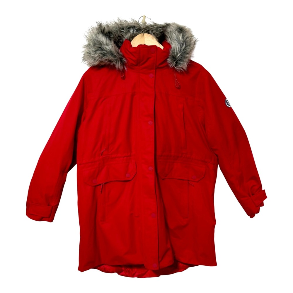 Lands' End Expedition Down Parka Jacket Women's XL PETITE 18P Red Hood NWOT